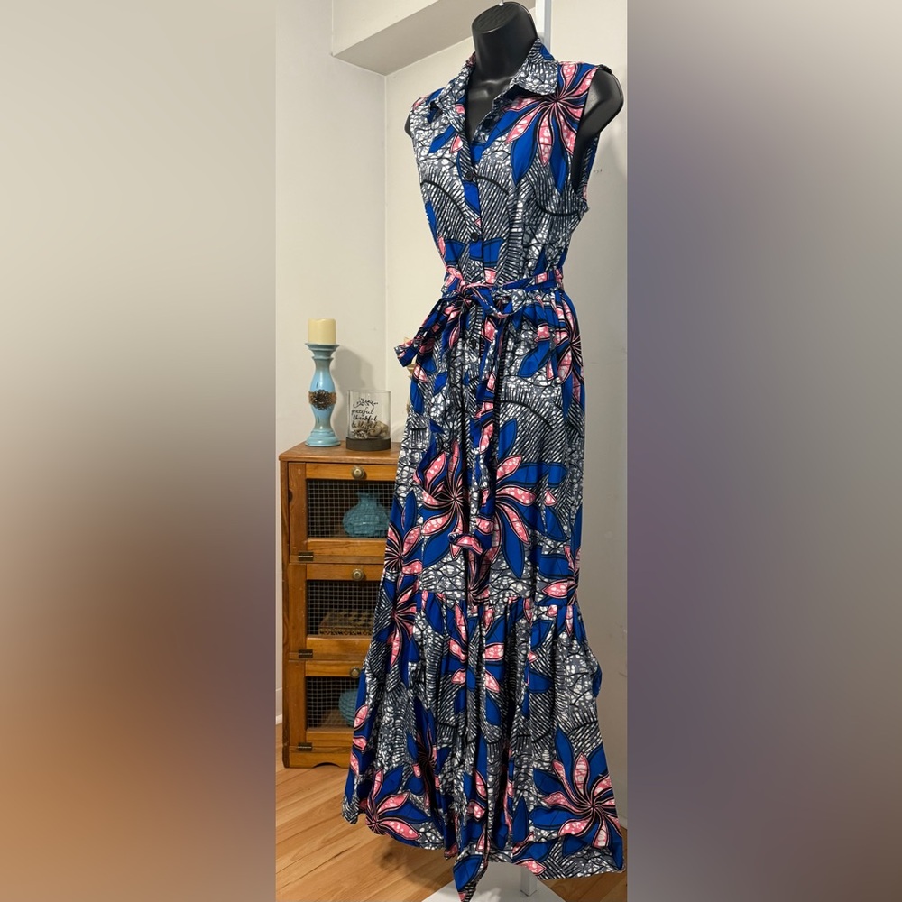 MAE OTTI Floral Blue, Pink Women's Maxi Dress